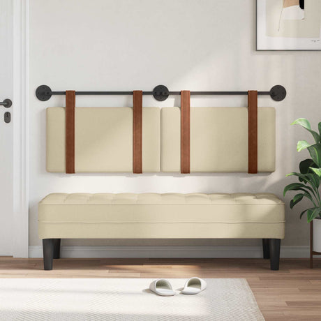 Vidaxl hangend hoofdeinde effen crème 130 x 55 x 5 cm antiek pu