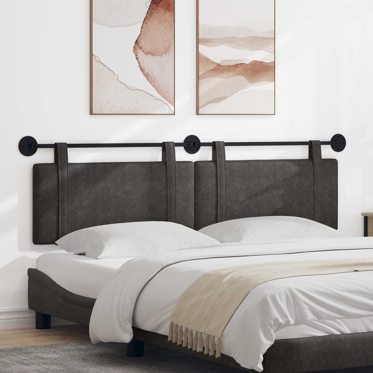 Vidaxl hangend hoofdbord zwart antiek pu