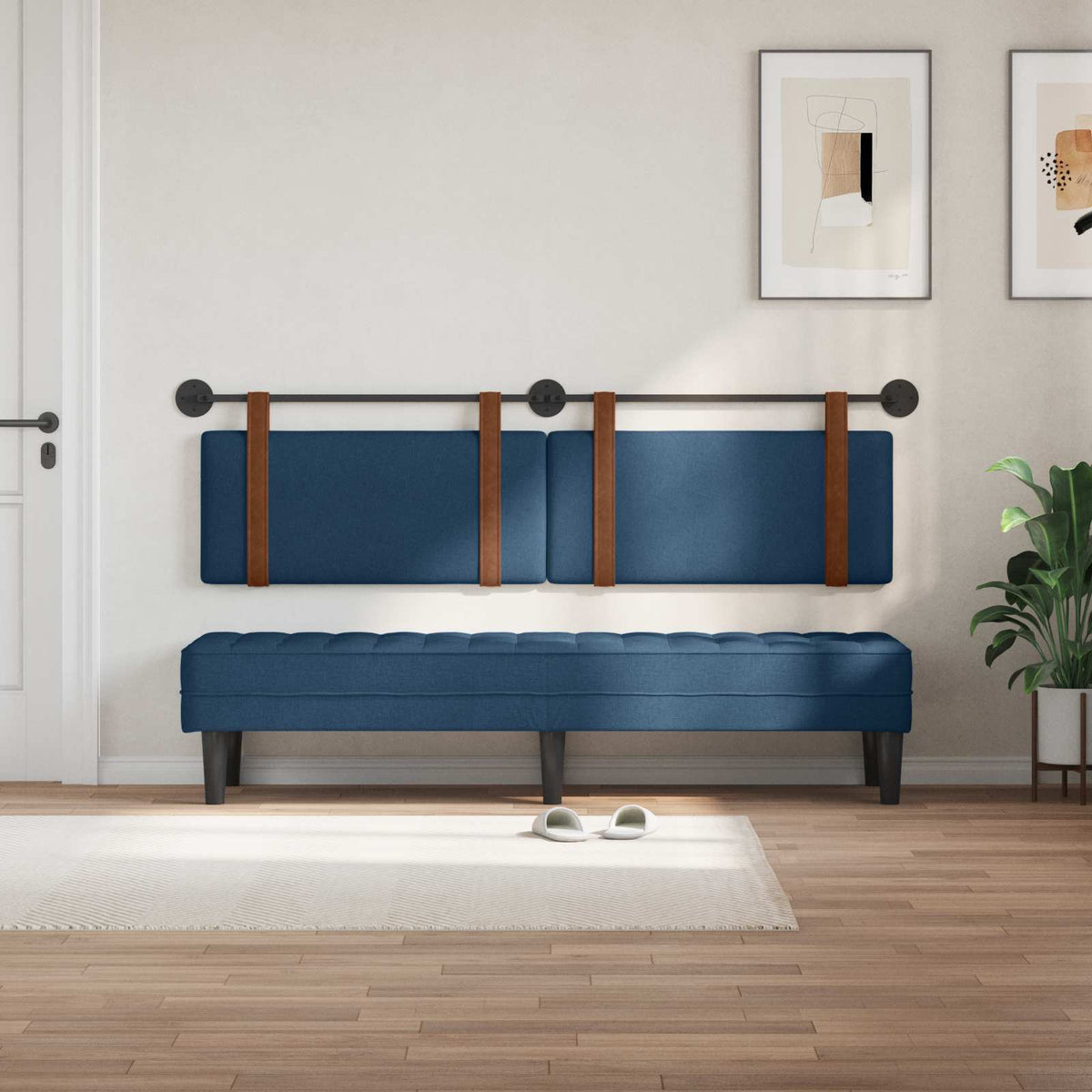 Vidaxl hangend hoofdbord blauw antiek pu