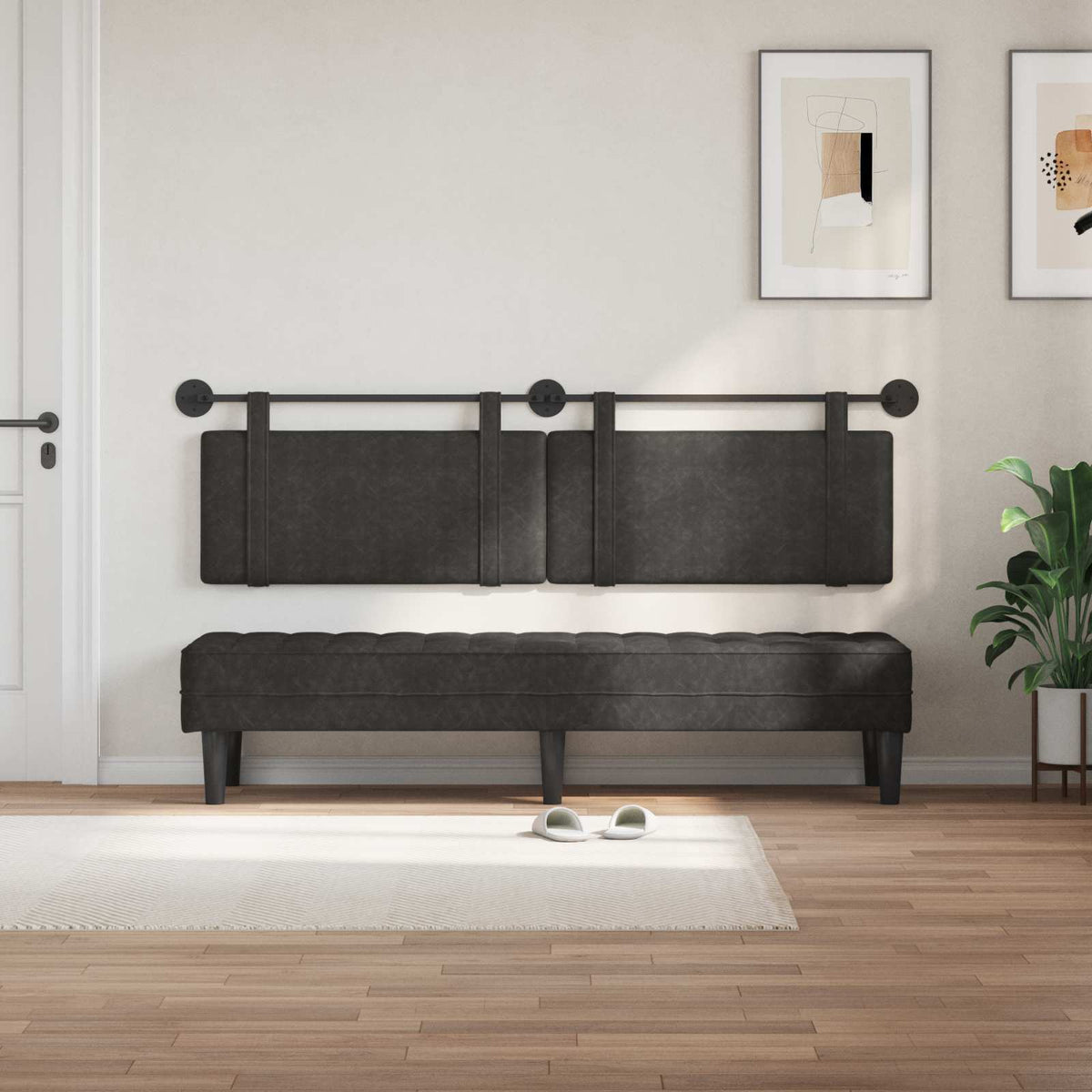 Vidaxl hangend hoofdbord zwart antiek pu