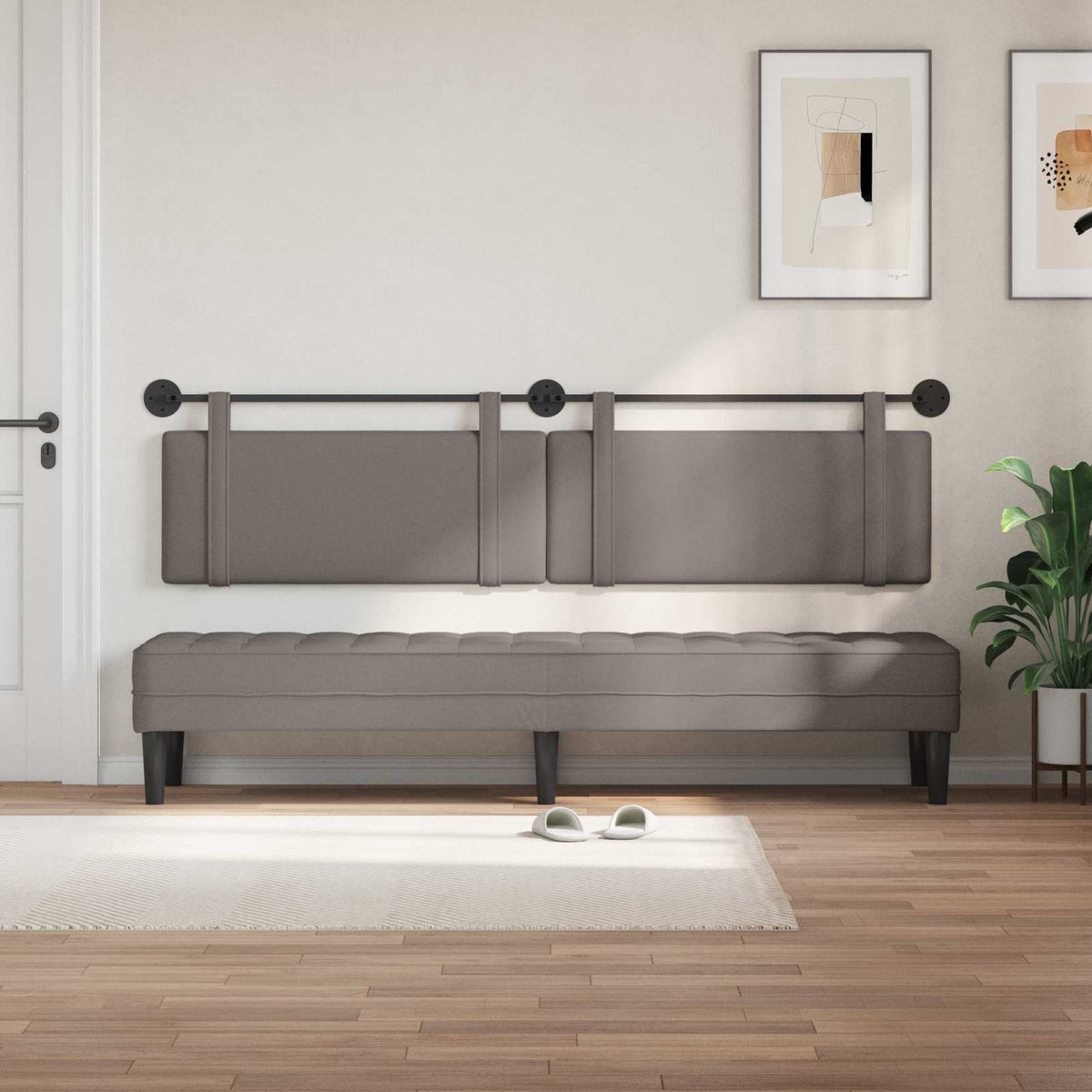 Vidaxl hangend hoofdbord taupe stof