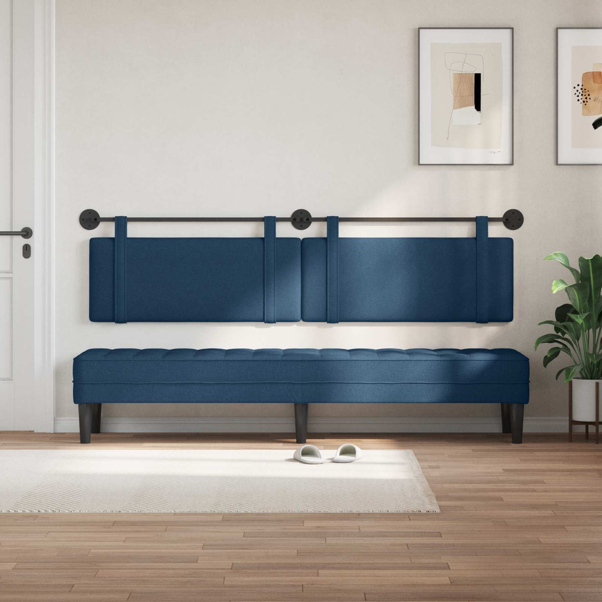 Vidaxl hangend hoofdbord blauw stof