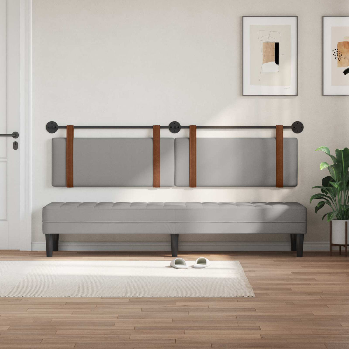 Vidaxl hangend hoofdbord wolkengrijs antiek pu