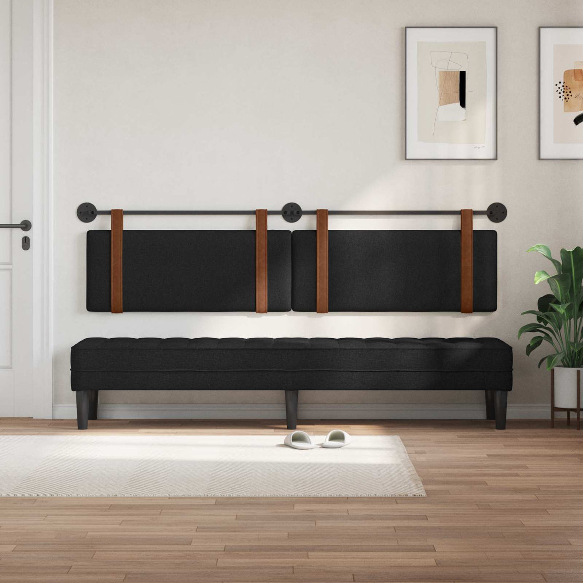 Vidaxl hangend hoofdbord zwart antiek pu