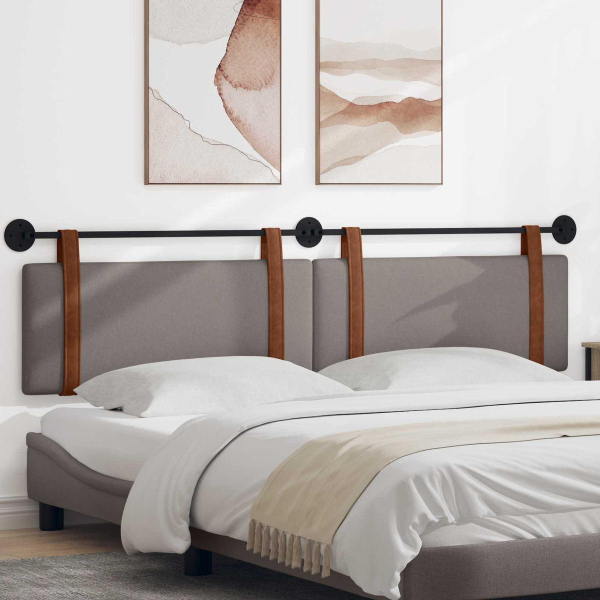 Vidaxl hangend hoofdbord taupe antiek pu