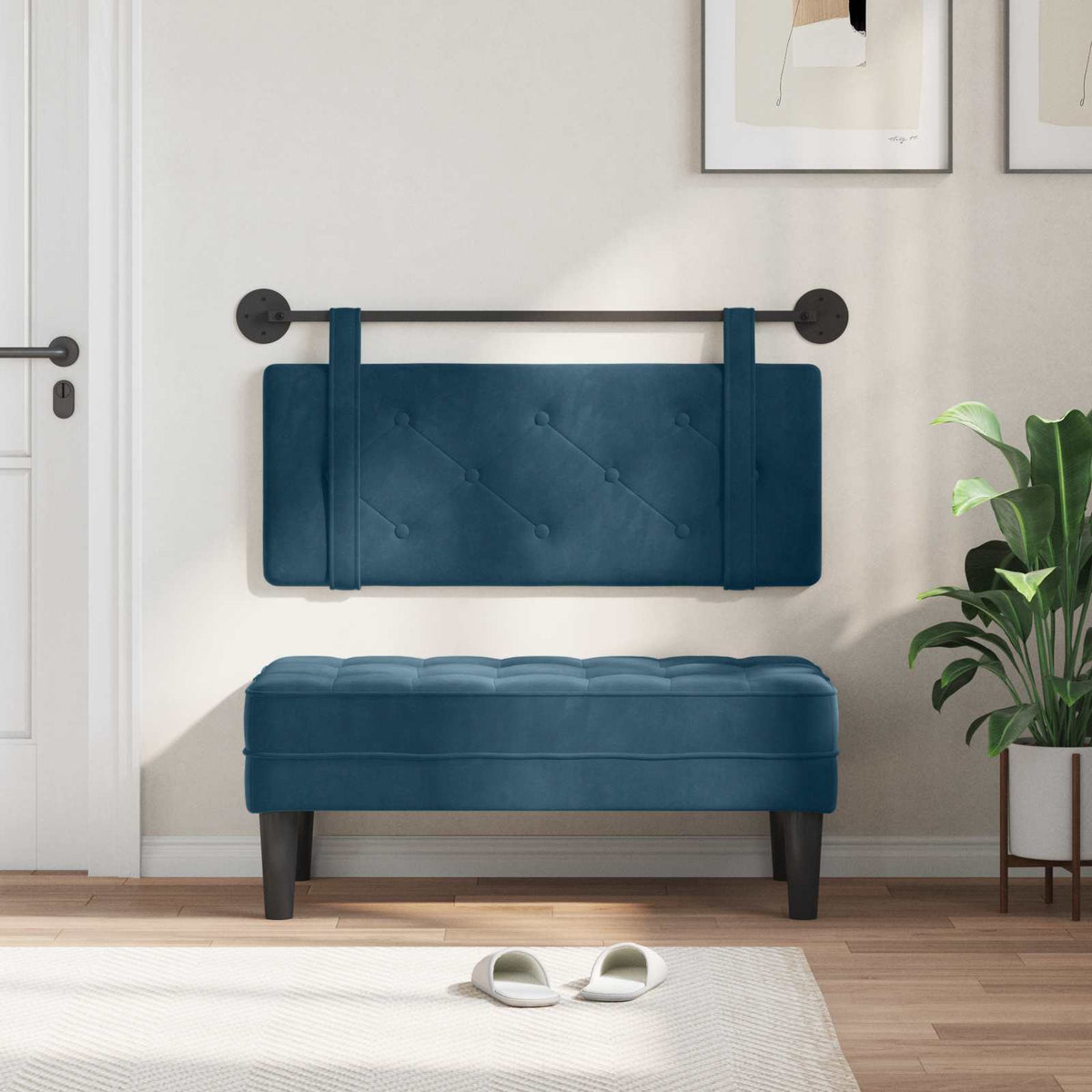 Vidaxl hangend hoofdbord blauw fluweel