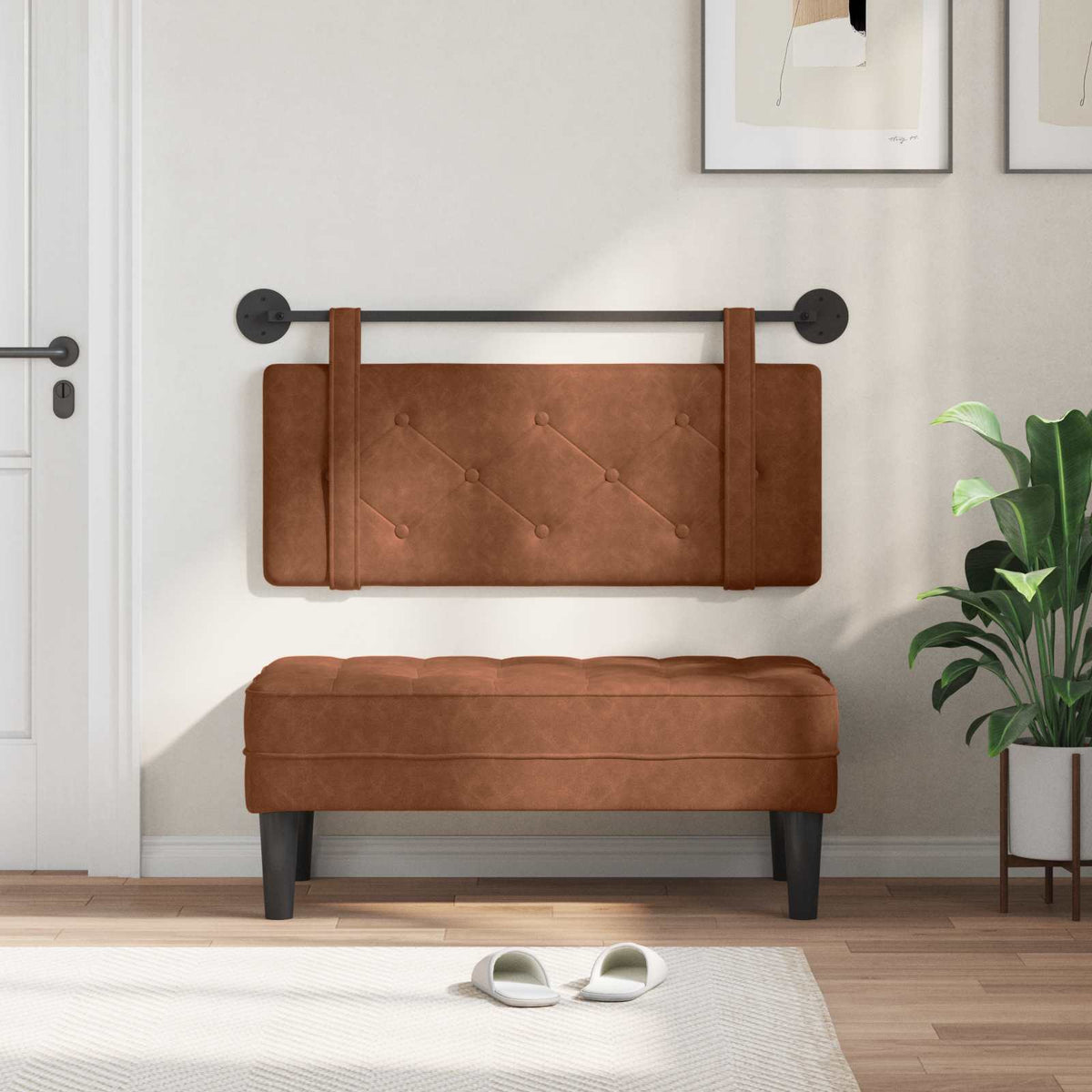 Vidaxl hangend hoofdbord bruin antiek pu