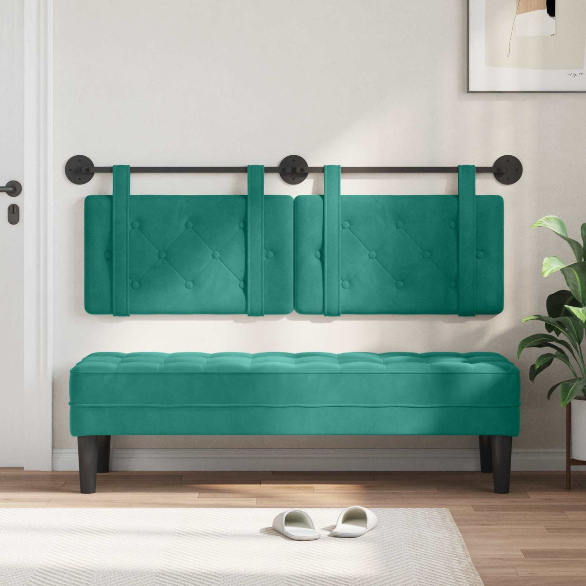Vidaxl hangend hoofdbord turquoise fluweel