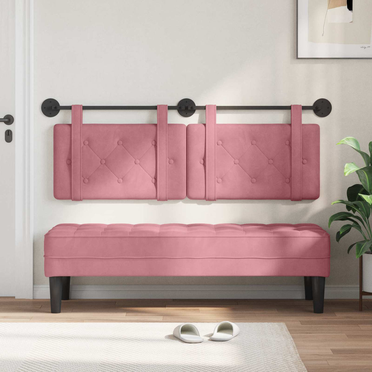 Vidaxl hangend hoofdbord roze fluweel