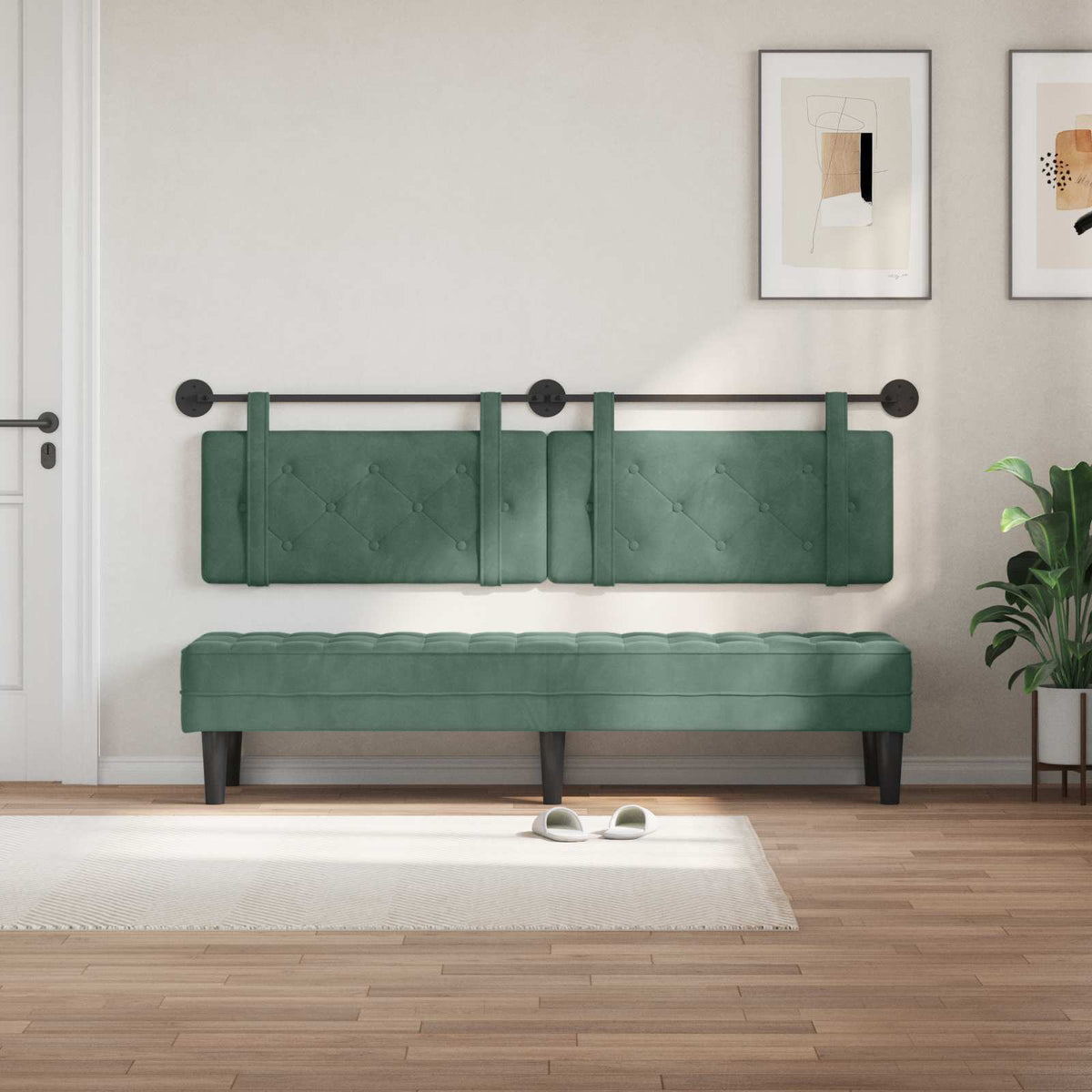 Vidaxl hangend hoofdbord zeegroen fluweel