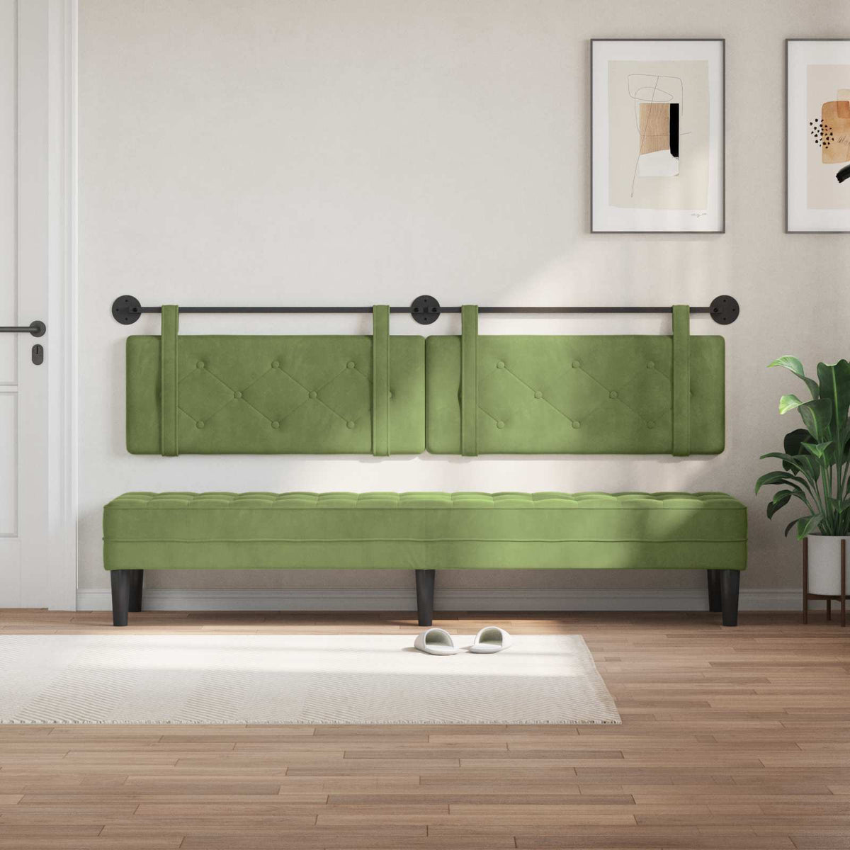 Vidaxl hangend hoofdbord lichtgroen fluweel