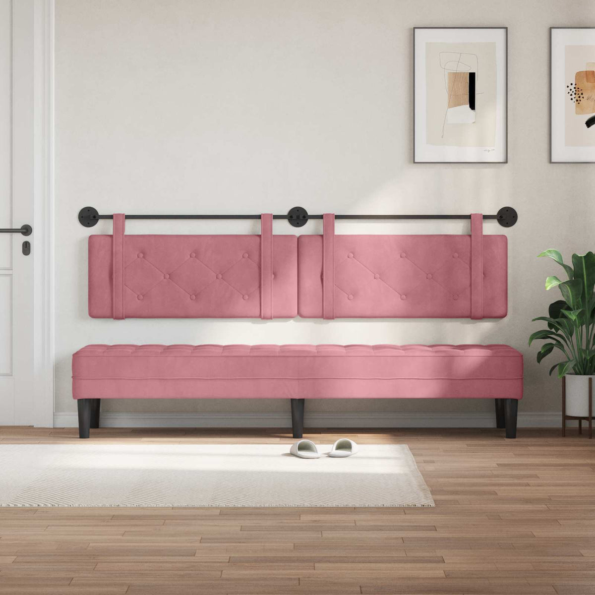 Vidaxl hangend hoofdbord roze fluweel