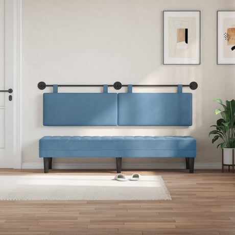 Vidaxl hangend hoofdbord blauw katoen stof