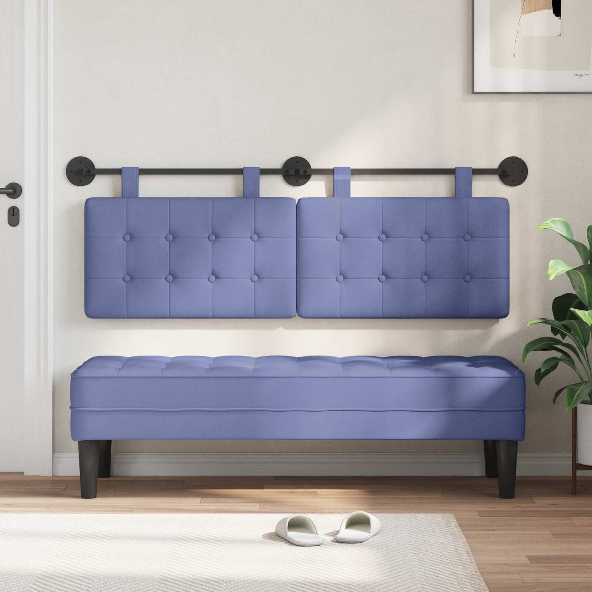 Vidaxl hangend hoofdbord jeans blauw stof