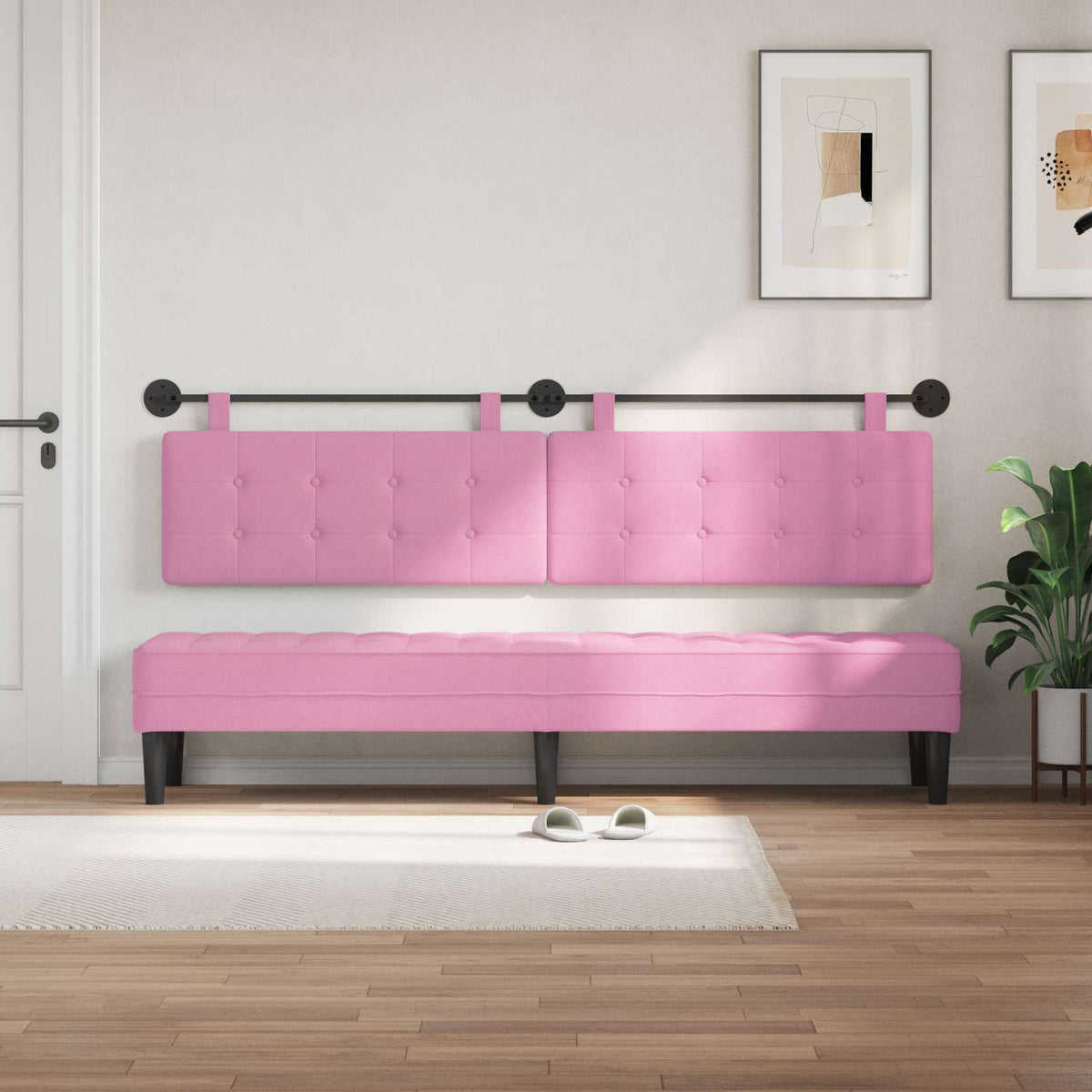 Vidaxl hangend hoofdbord roze stof