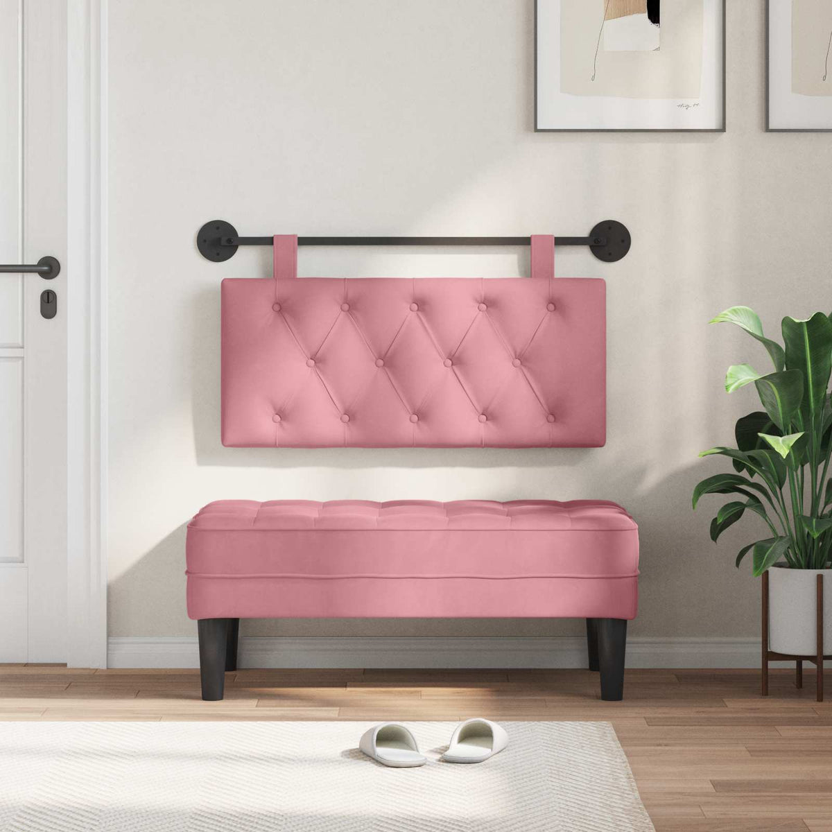 Vidaxl hangend hoofdbord roze fluweel