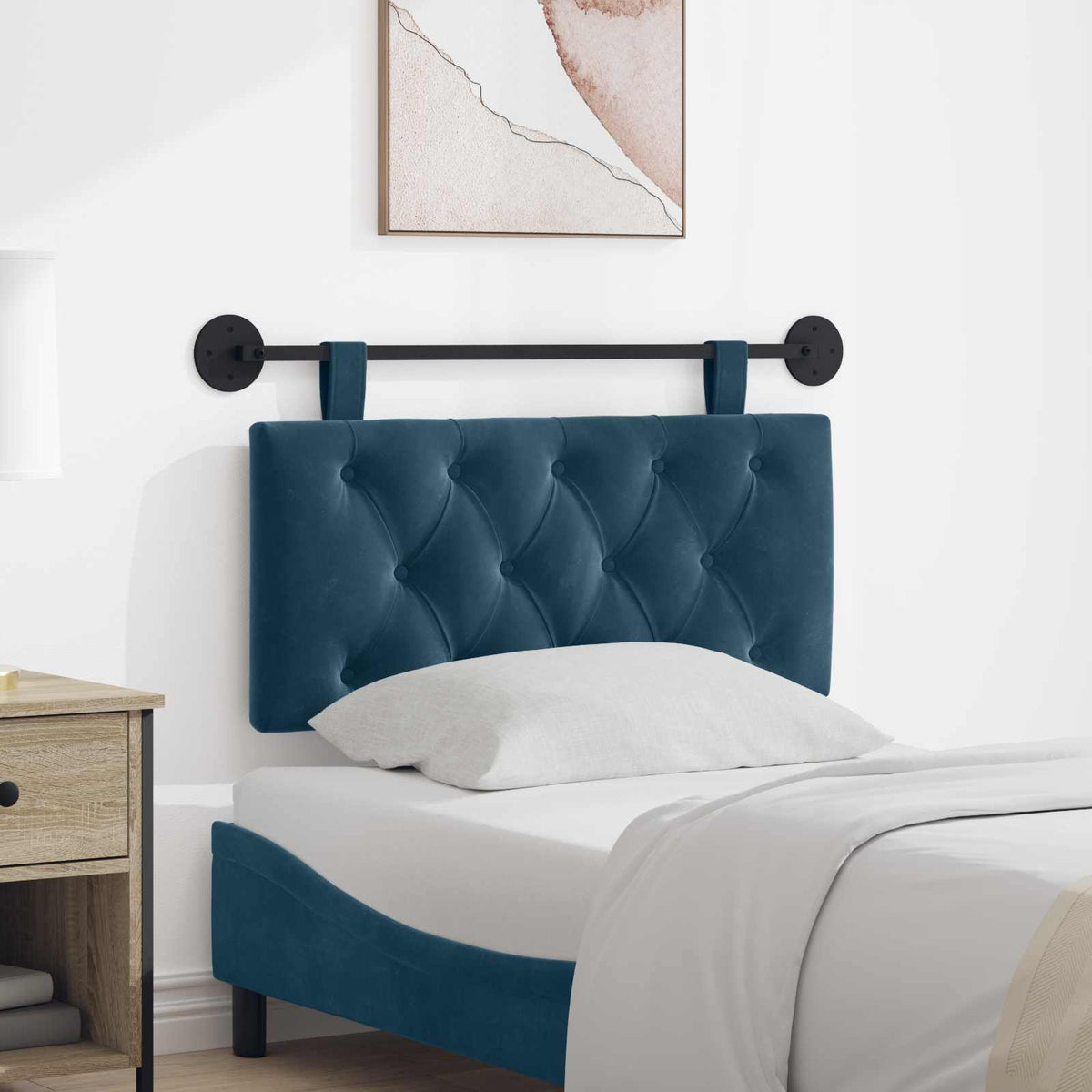 Vidaxl hangend hoofdbord blauw fluweel