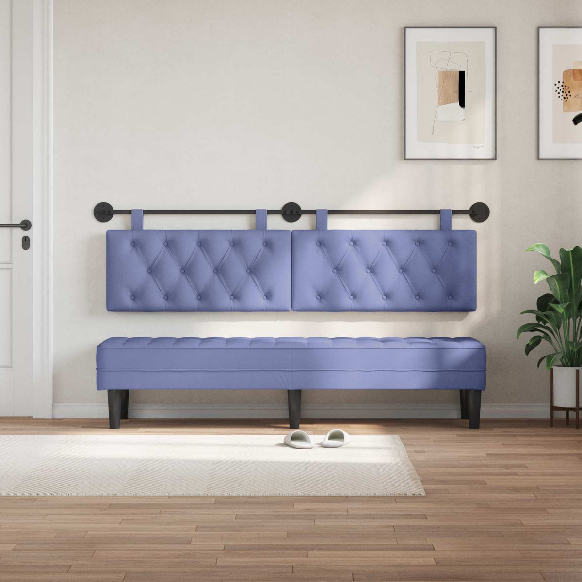 Vidaxl hangend hoofdbord jeans blauw stof