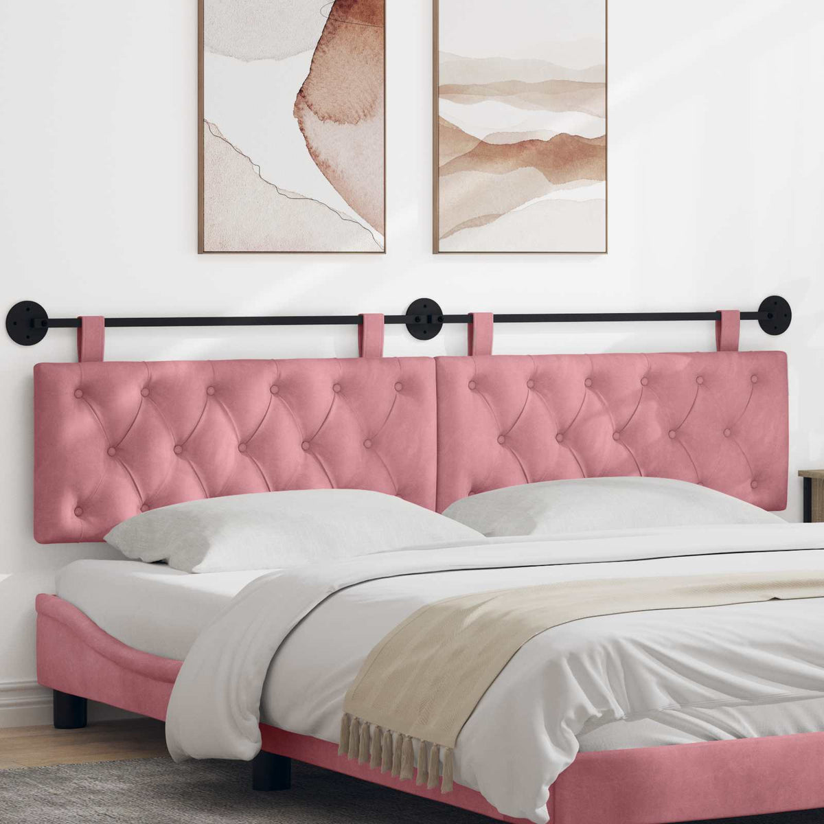 Vidaxl hangend hoofdbord roze fluweel