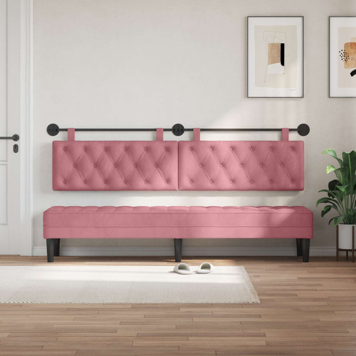 Vidaxl hangend hoofdbord roze fluweel