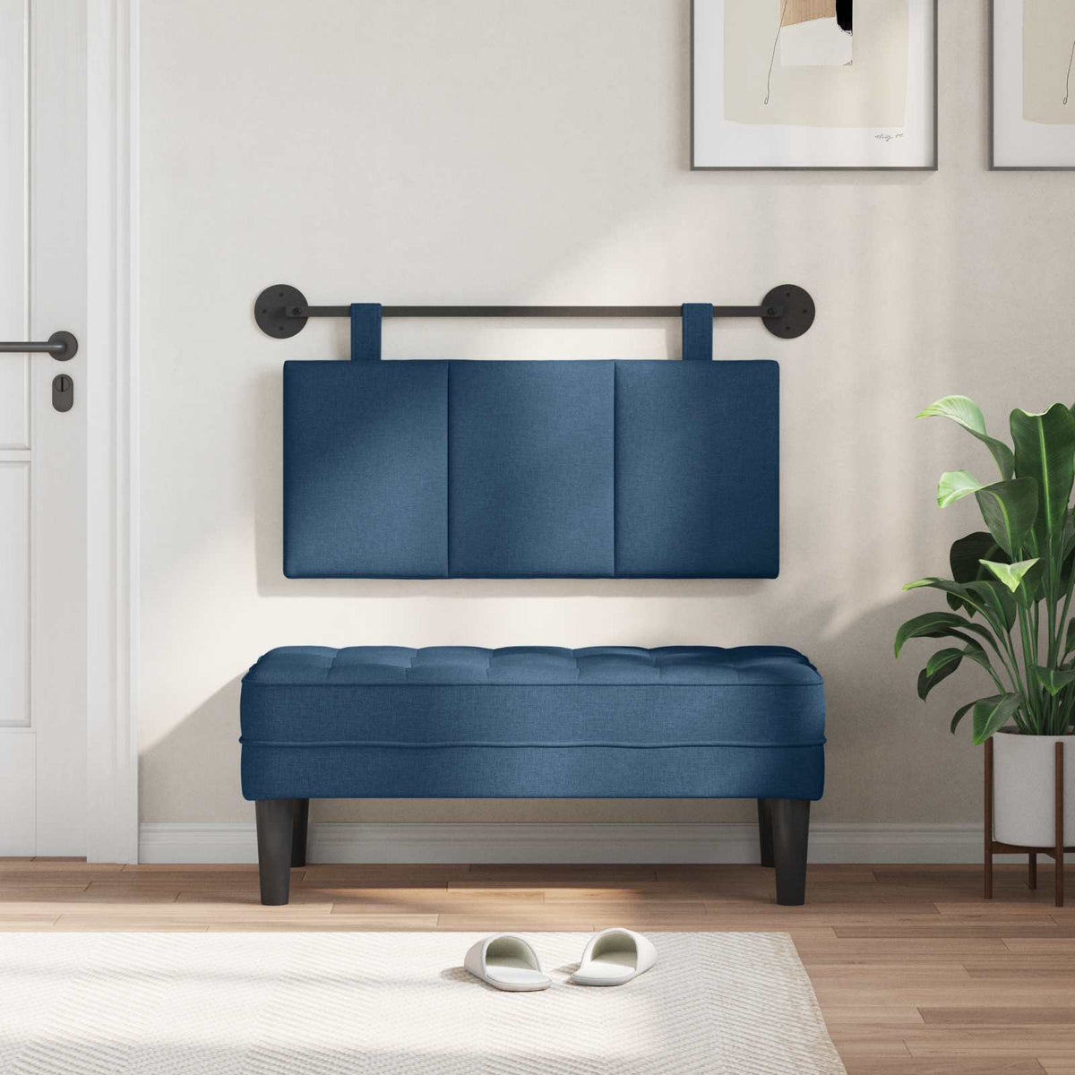 Vidaxl hangend hoofdbord blauw stof