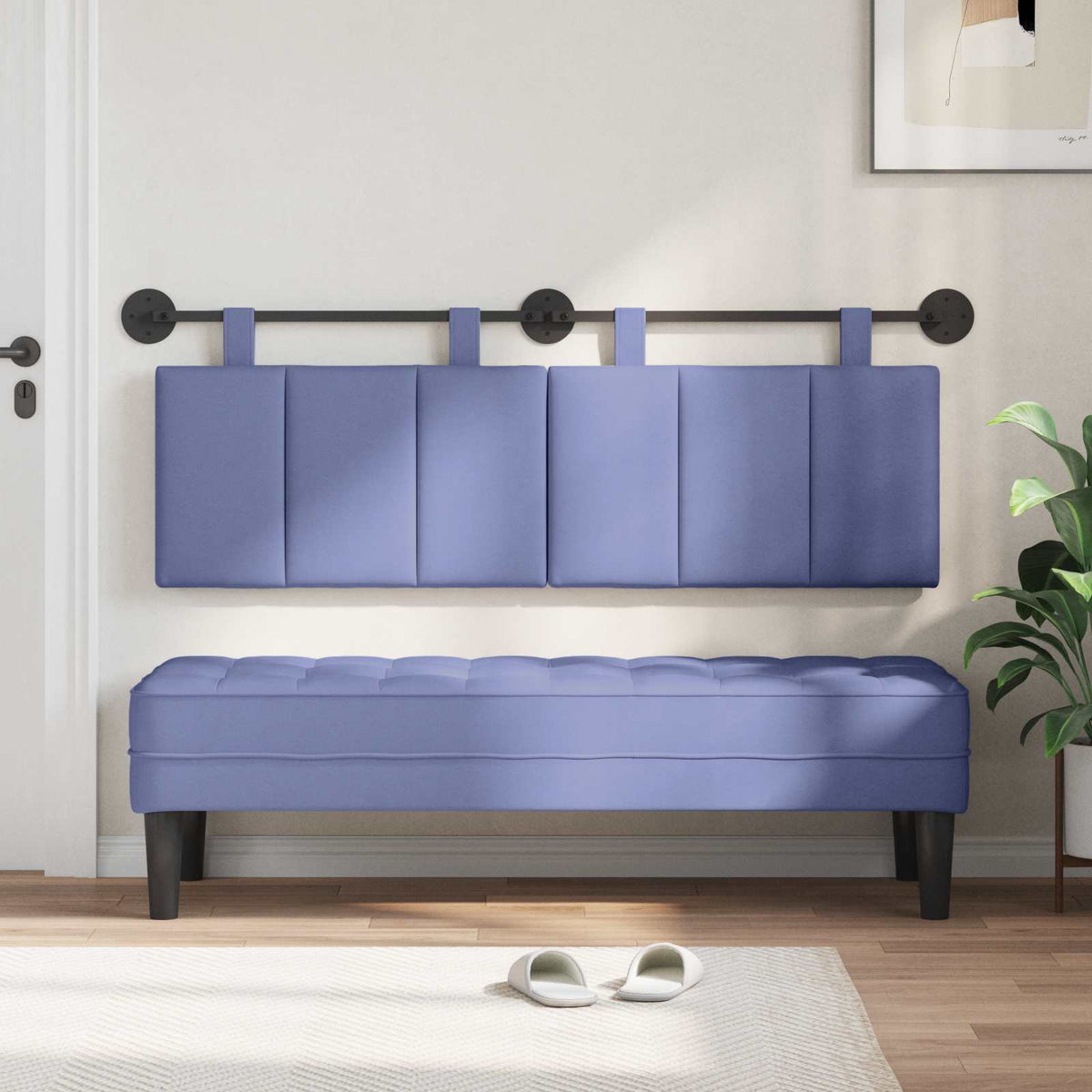 Vidaxl hangend hoofdbord jeans blauw stof