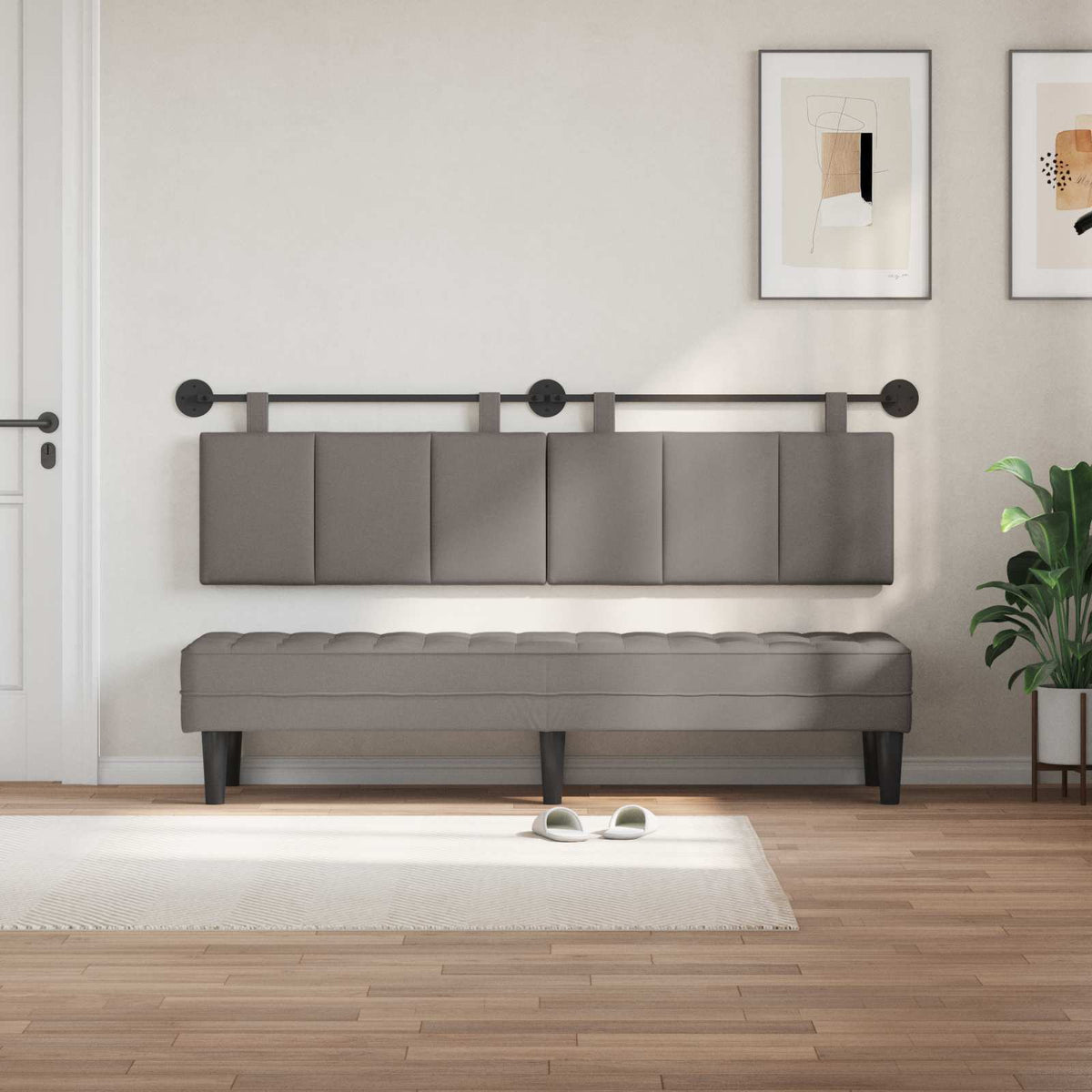 Vidaxl hangend hoofdbord taupe fluweel