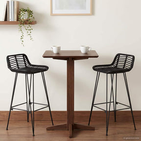 Vidaxl barkruk 2 st zwart 44 x 46 x 91 cm rattan en staal