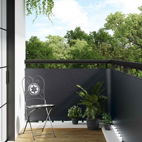 Vidaxl balkon scherm 600 x 100 cm poly rattan donkergrijs