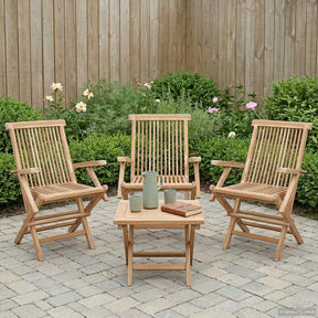 Vidaxl opvouwbare tuinstoel 3 st naturel massief teakhout