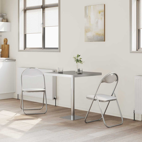 Vidaxl inklapbare stoel 2 st nep leer wit en grijs 48 x 43,5 x 81 cm