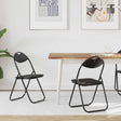 Vidaxl inklapbare stoel 2 st nep leer zwart 48 x 43,5 x 81 cm