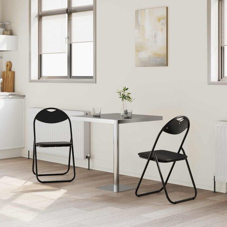 Vidaxl inklapbare stoel 2 st nep leer zwart 48 x 43,5 x 81 cm