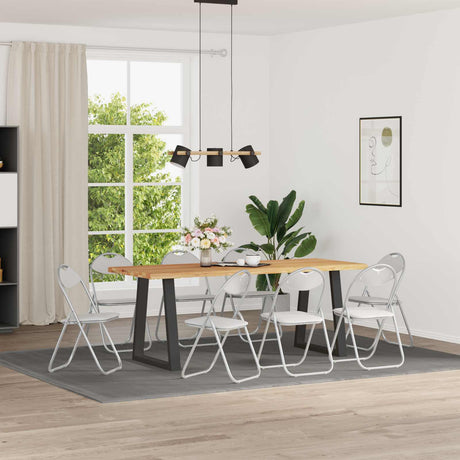 Vidaxl inklapbare stoel 8 st nep leer wit en grijs 48 x 43,5 x 81 cm