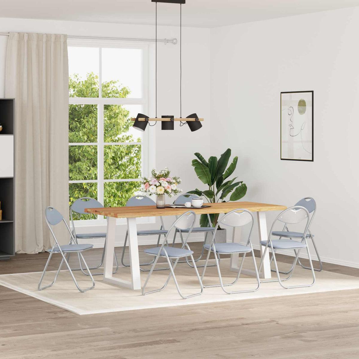Vidaxl inklapbare stoel 8 st nep leer grijs 48 x 43,5 x 81 cm