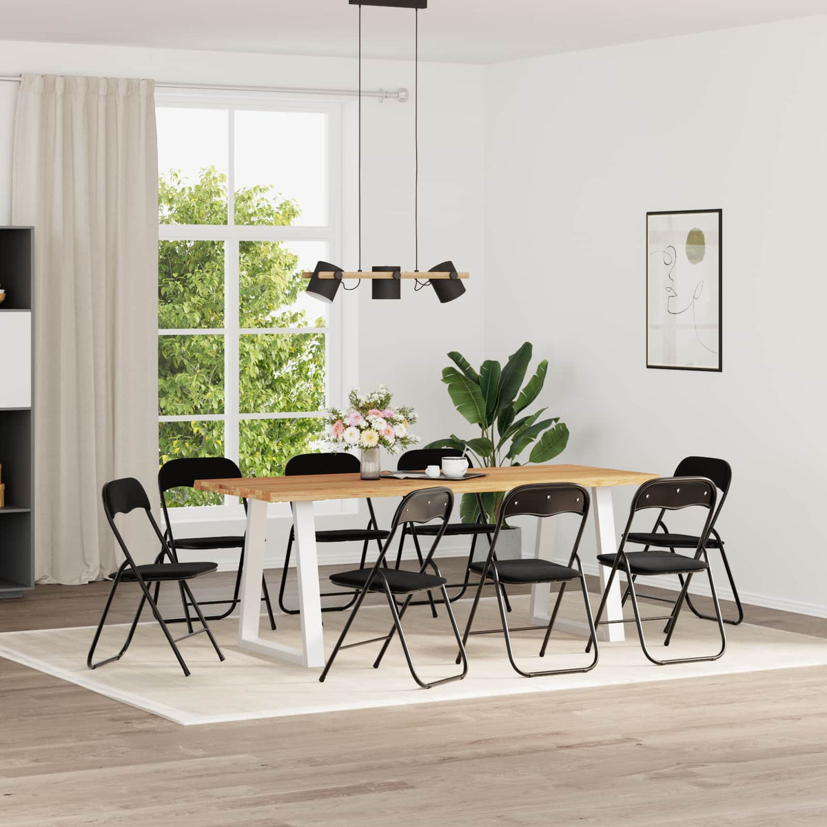 Vidaxl inklapbare stoel 8 st fluweel zwart 48 x 44 x 78 cm