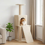 Vidaxl kattenboom met sisal krabpalen crèmekleurig 146 cm