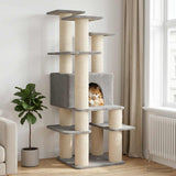 Vidaxl kattenboom met sisal krabpalen lichtgrijs 161 cm
