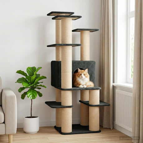 Vidaxl kattenboom met sisal krabpalen donkergrijs 161 cm