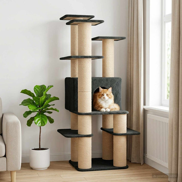Vidaxl kattenboom met sisal krabpalen donkergrijs 161 cm
