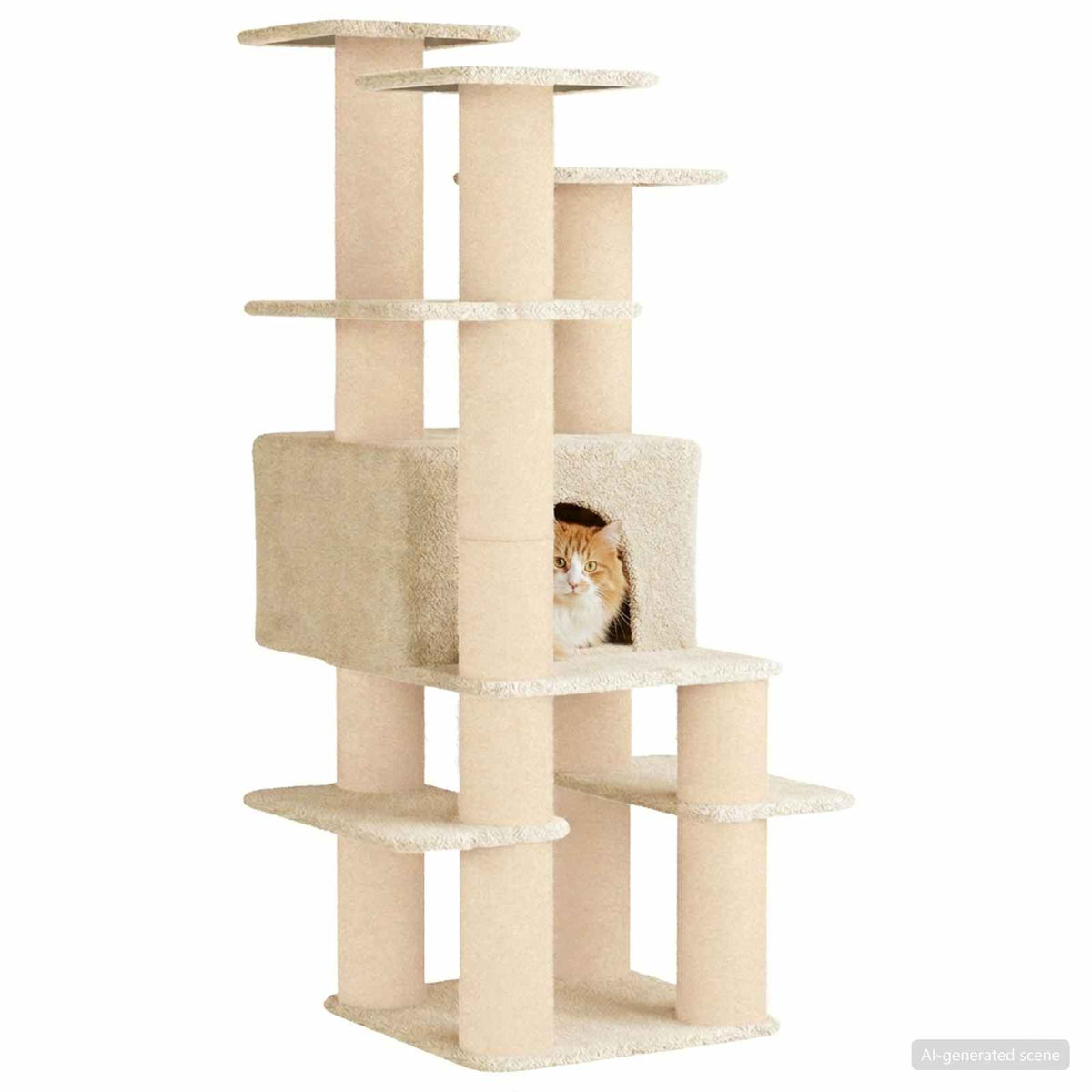 Vidaxl kattenboom met sisal krabpalen crèmekleurig 161 cm