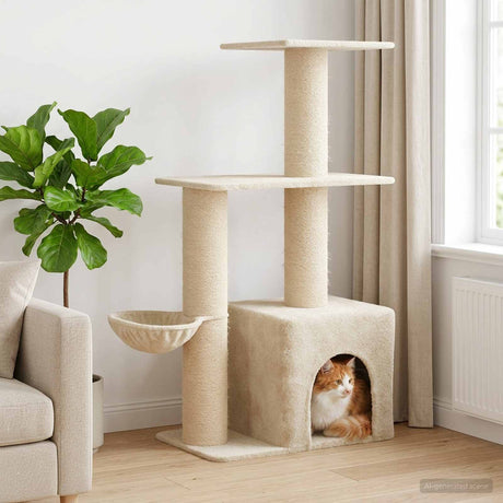 Vidaxl kattenboom met sisal krabpalen crèmekleurig 133 cm