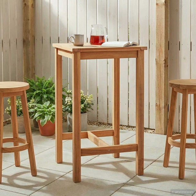 Vidaxl bartafel naturel 60 x 60 x 105 cm massief teakhout