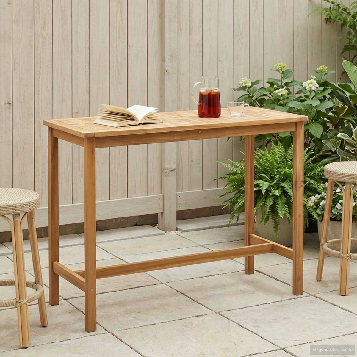 Vidaxl bartafel naturel 150 x 75 x 105 cm massief teakhout