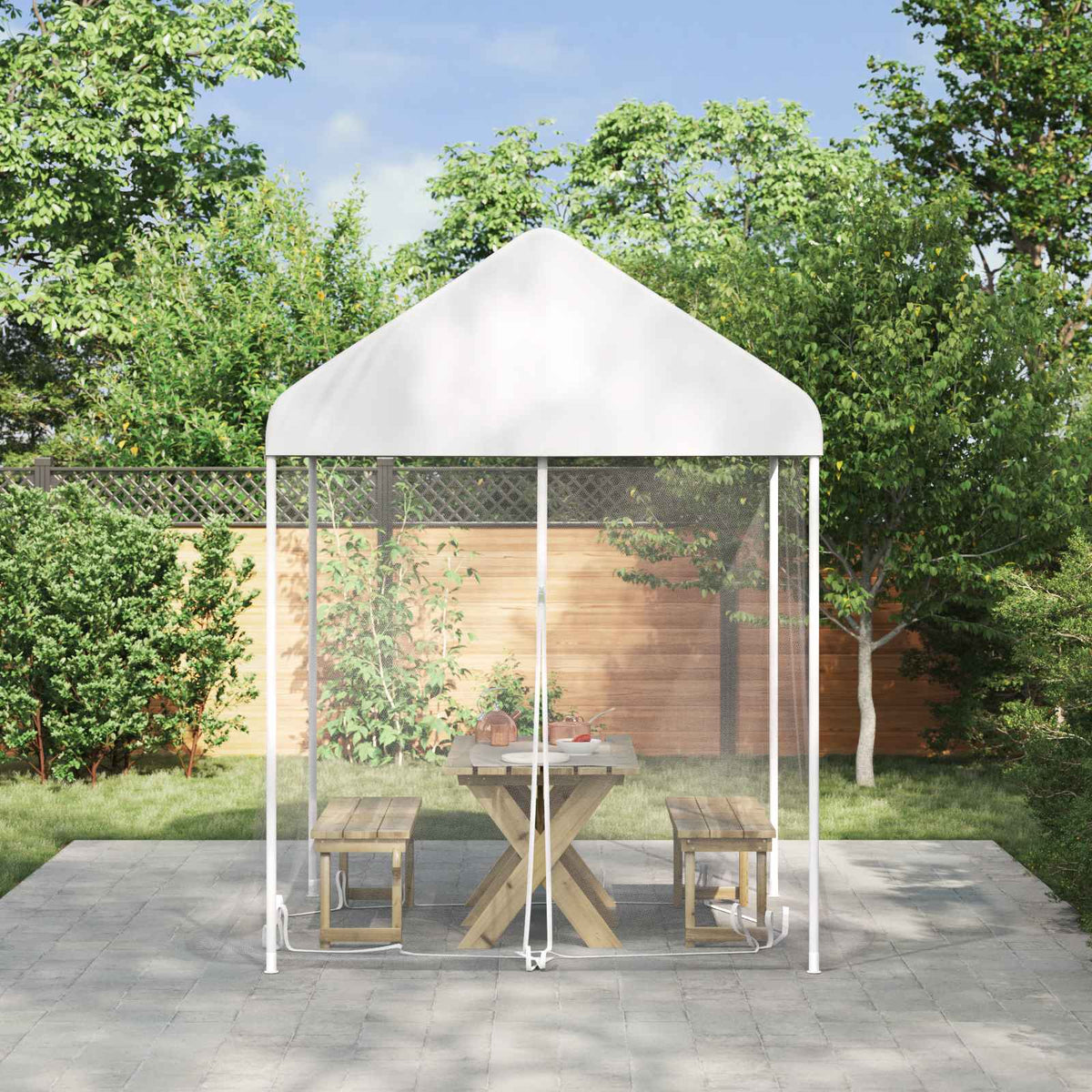 Vidaxl muggennet voor het prieel 220 mesh wit 2 x 2 x 2 m polyester