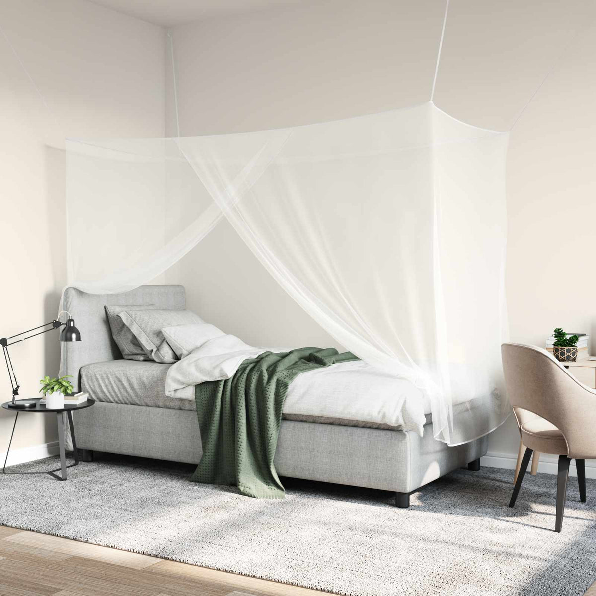 Vidaxl klamboe voor bed 3 st 156 mesh wit 220 x 120 x 150 cm polyester