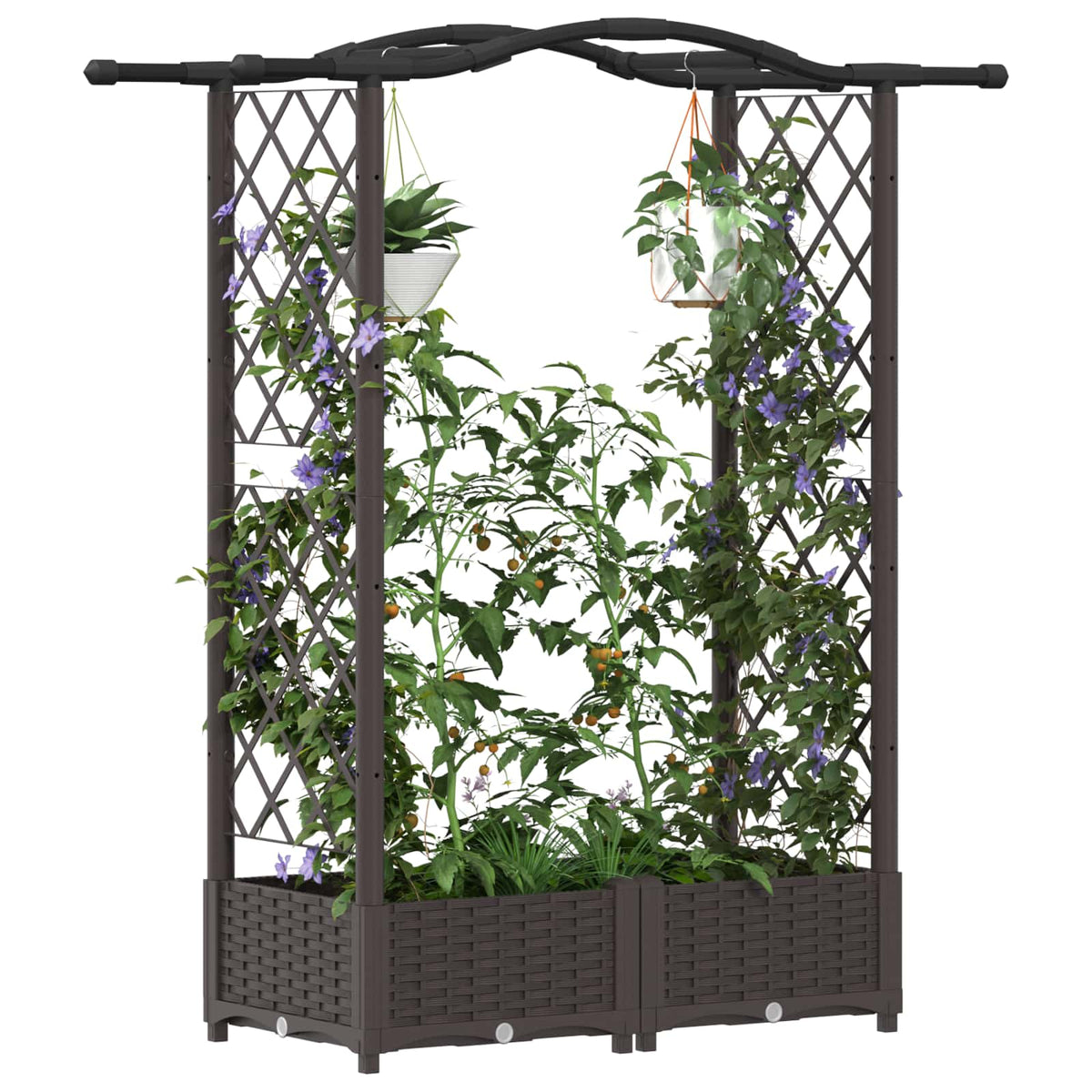 Vidaxl verhoogd bed met trellis en dak bruin 124 x 40 x 123 cm pp