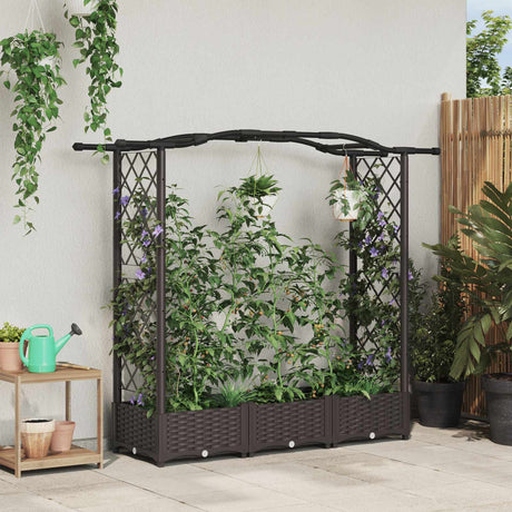 Vidaxl verhoogd bed met trellis en dak bruin 169 x 40 x 123 cm pp