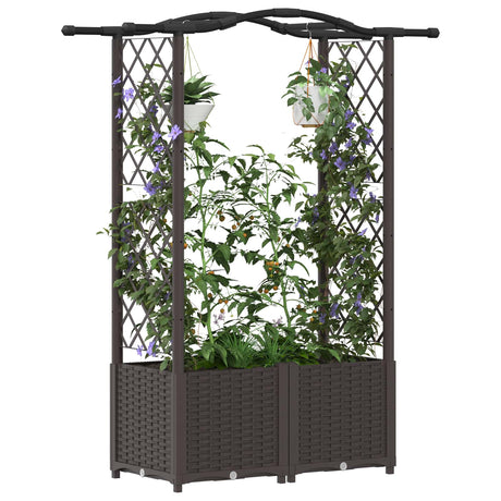 Vidaxl verhoogd bed met trellis en dak bruin 125 x 40 x 138 cm pp