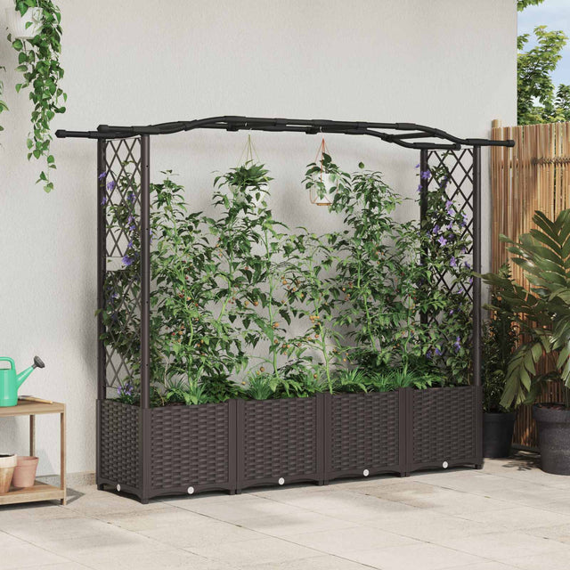 Vidaxl verhoogd bed met trellis en dak bruin 204 x 40 x 138 cm pp